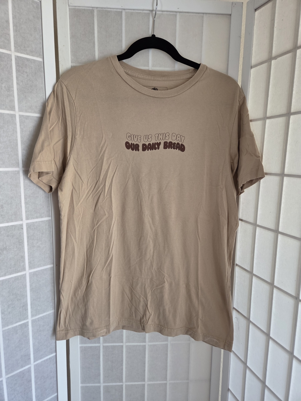 Beige Graphic Tee - "Our Daily Bread" Large